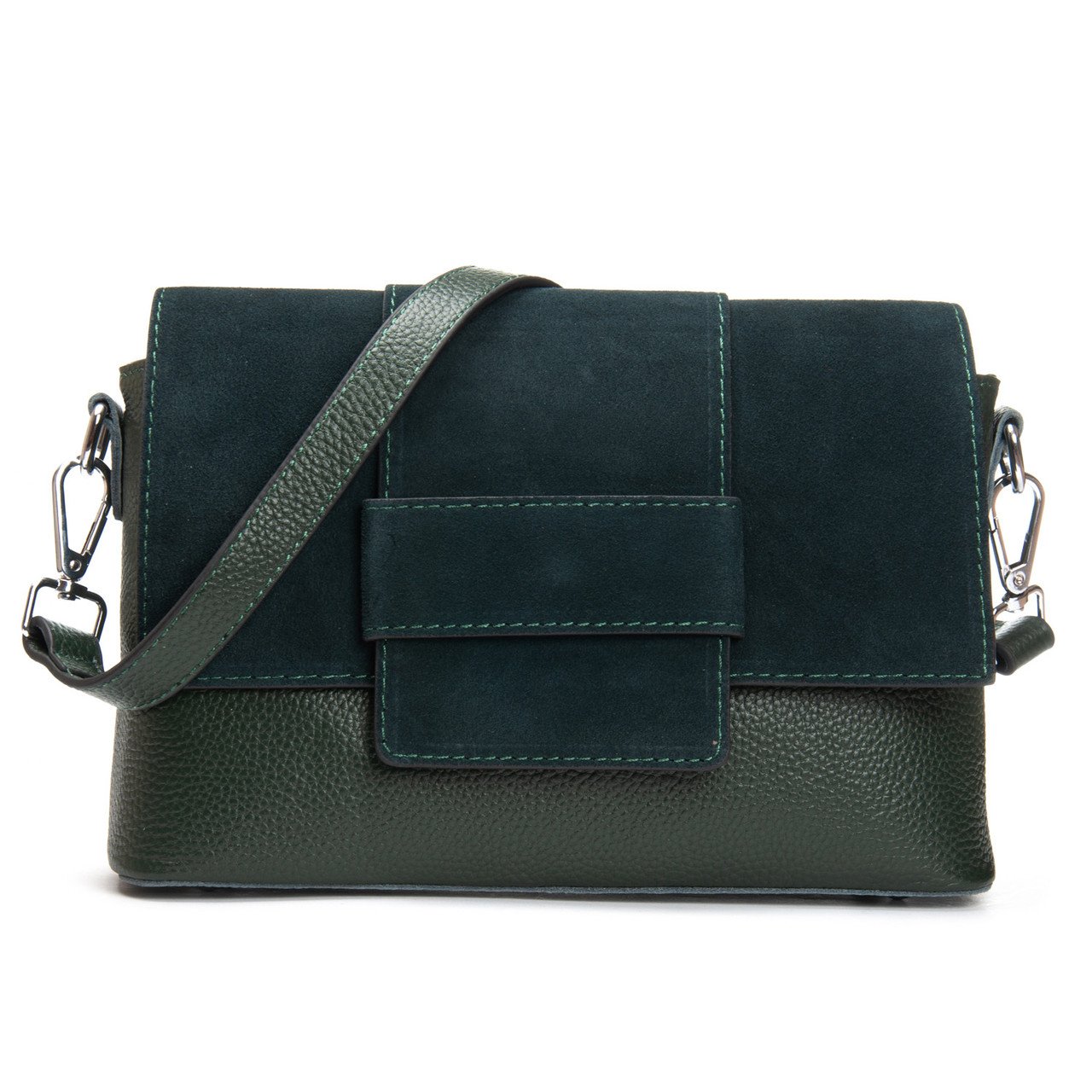 Сумка жіноча крос боді з клапаном натуральна замша ALEX RAI 1563 green, фото 1