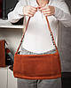 Сумка багет жіноча натуральна замша на довгому ремені ALEX RAI 2066-9 camel, фото 8