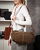 Сумка багет жіноча натуральна замша на довгому ремені ALEX RAI 3035 khaki, фото 9