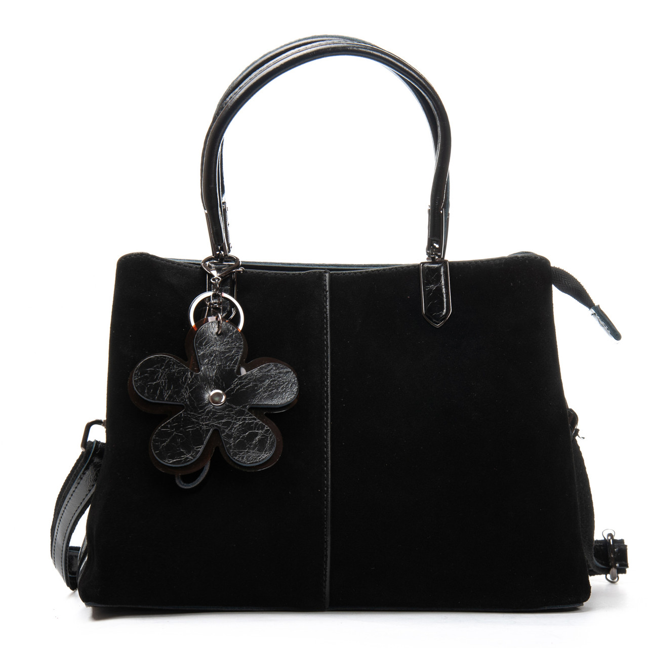 Сумка шопер жііноча натуральна замша з двома короткими ручками ALEX RAI 385 black, фото 1