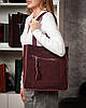 Сумка шопер жіноча з двома довгими ручками натуральна замша ALEX RAI 8773-220 bordo, фото 8