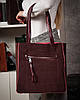 Сумка шопер жіноча з двома довгими ручками натуральна замша ALEX RAI 8773-220 bordo, фото 9