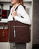 Сумка шопер жіноча з двома довгими ручками натуральна замша ALEX RAI 8773-220 brown, фото 8