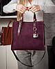 Сумка шопер жіноча з двома короткими ручками натуральна замша ALEX RAI 8800-1 bordo, фото 9