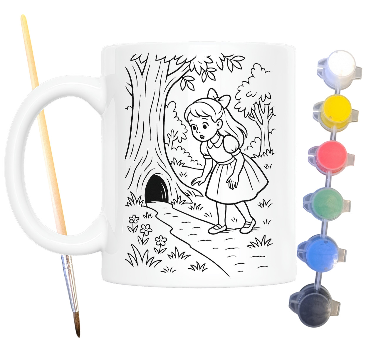 Набір для творчості кружка розмальовка за мотивами Аліса в Країні Чудес (Льюїс Керрол) 330 мл біла (КР0195), фото 1