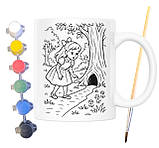 Набір для творчості кружка розмальовка за мотивами Аліса в Країні Чудес (Льюїс Керрол) 330 мл біла (КР0195), фото 2