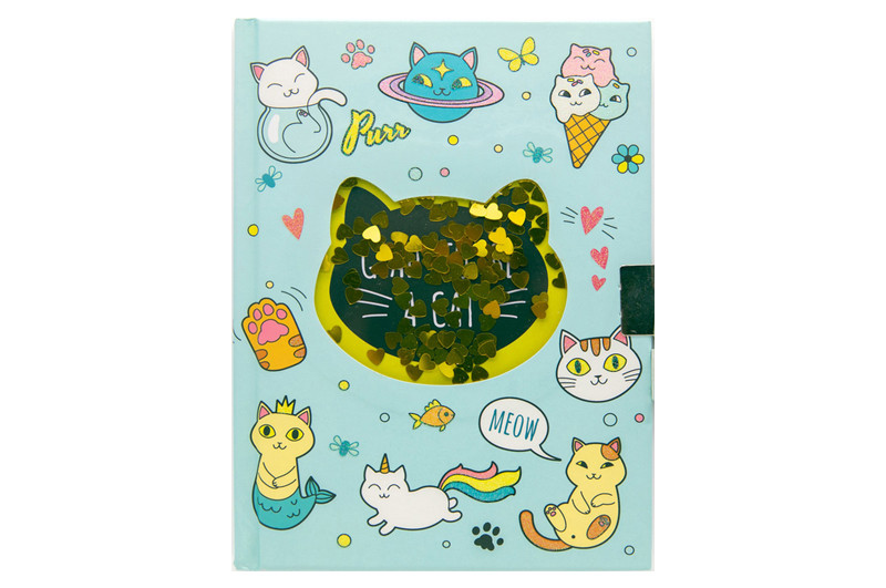 Блокнот на замочку з ручкою Котики W361961-A 19x20x25см, 70g, 56 л