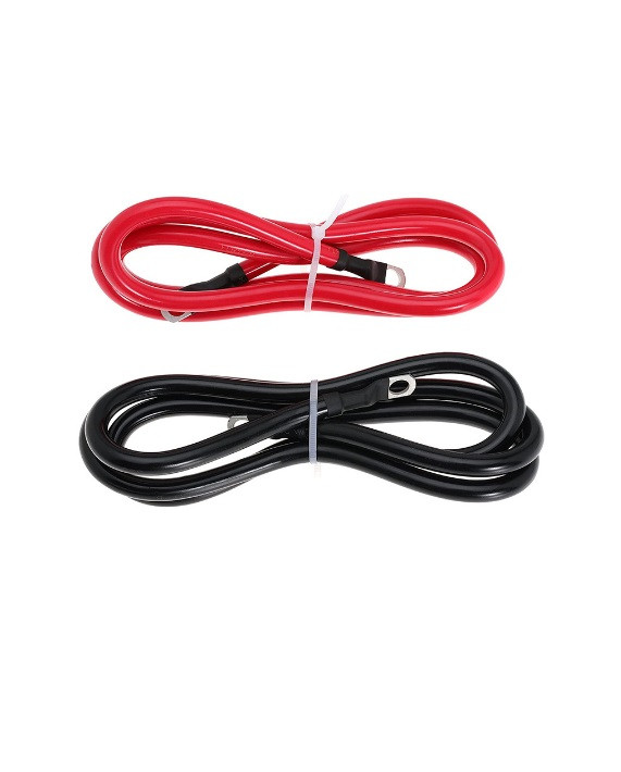 Силовий багатожильний кабель 2 AWG (35 мм²) з клемами М8 комплект чорний і червоний 150 см, фото 1