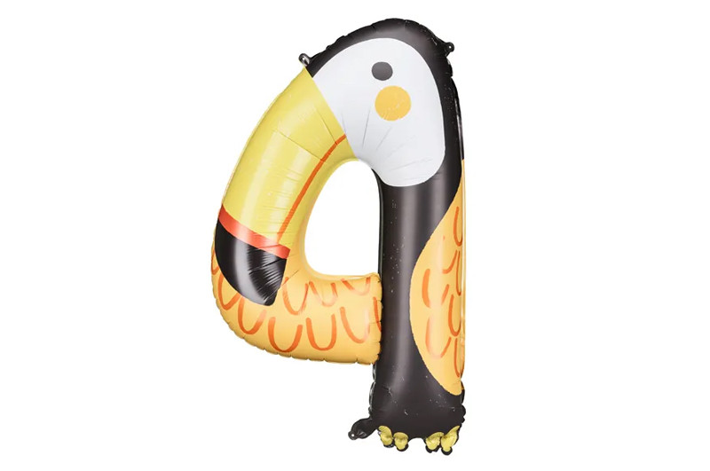 Фольгована кулька цифра "4" тукан Party Deco (68х91см) 1шт.