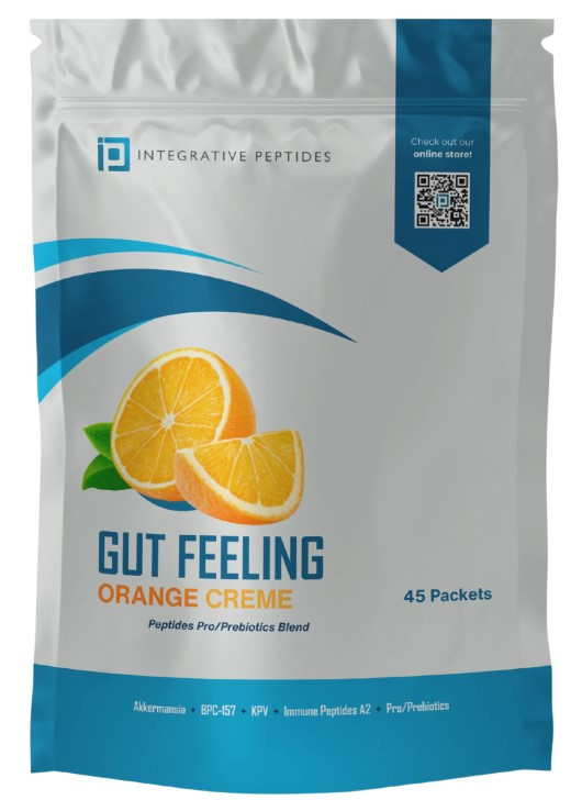 Integrative Peptides Gut Feeling / Пептиди BPC-157, KPV і А2 для здоров'я ШКТ смак апельсин 45 саше