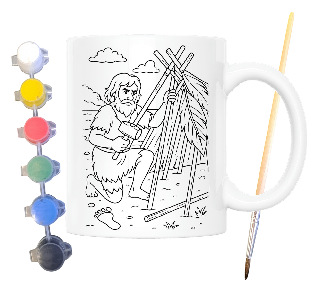 Набір для творчості кружка розмальовка Робінзон Крузо (за мотивами книги Данієля Дефо) 330 мл біла (КР0198), фото 1