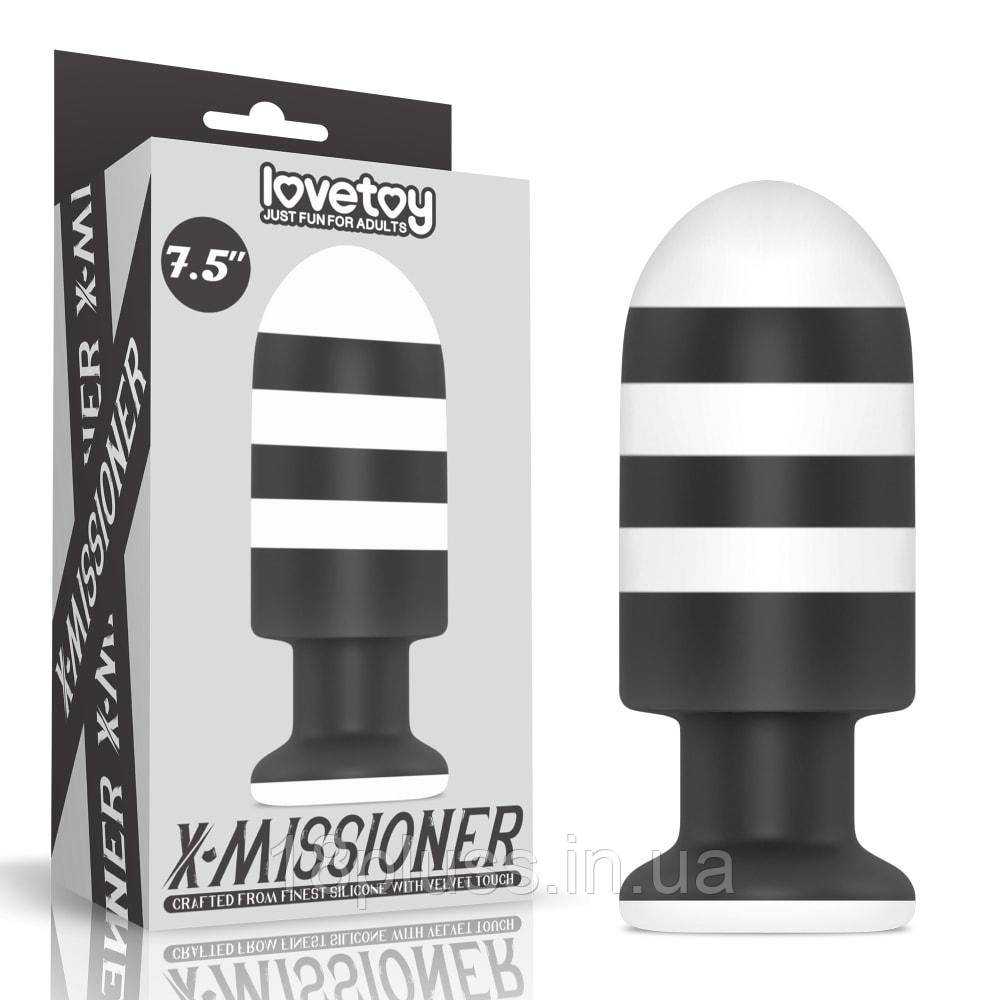 Анальна пробка великого розміру на присосці X-Missioner Butt Plug 7.5" – елегантне задоволення з платинового силікону, фото 1