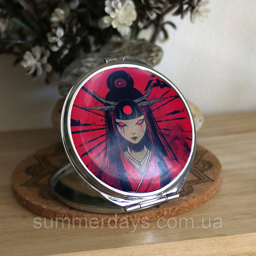 Кишенькове дзеркальце Дівчина демон в японському стилі, фото 1