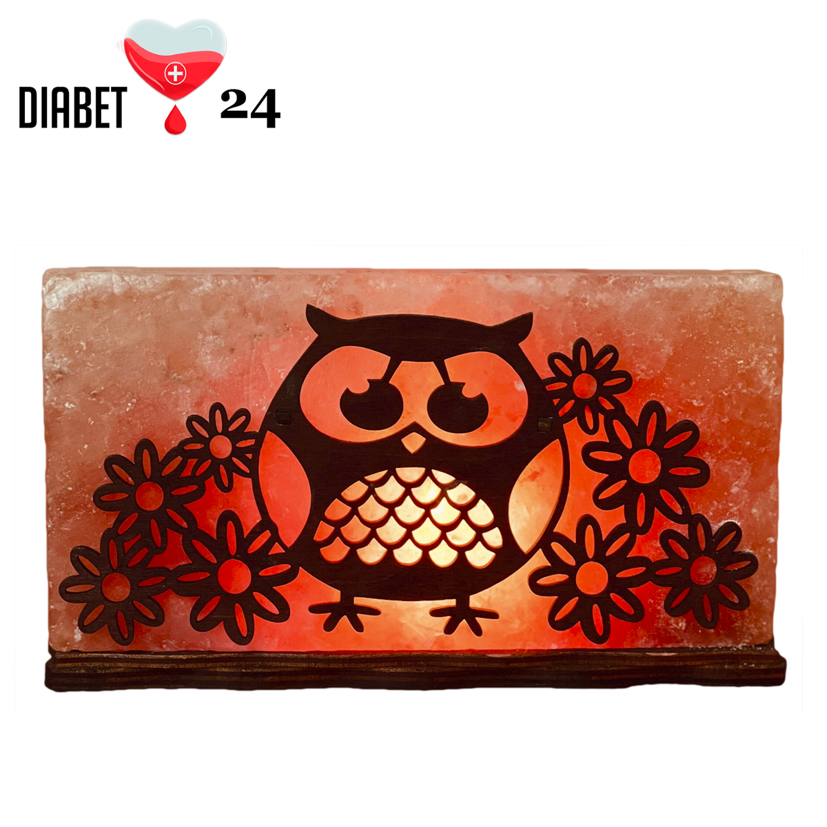 Соляна лампа "Сова з квіточками" 2 кг, фото 1