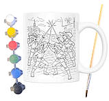 Набір для творчості кружка розмальовка Д'артаньян и три мушкетера (за мотивами книги Александра Дюма) 330 мл біла (КР0201), фото 2