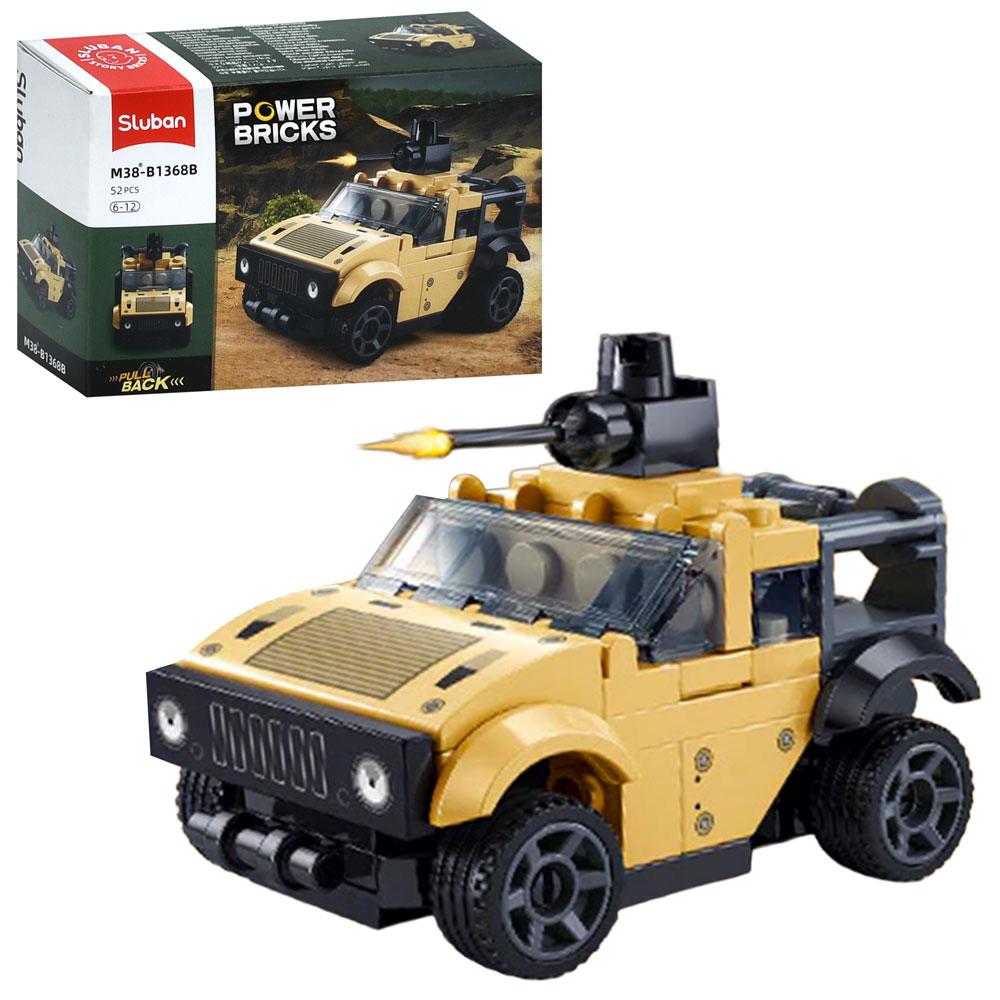 Конструктор SLUBAN M38-B1368B (64шт) військова серія, машина, 52дет, в кор-ці, 14-9,5-4,5см, фото 1