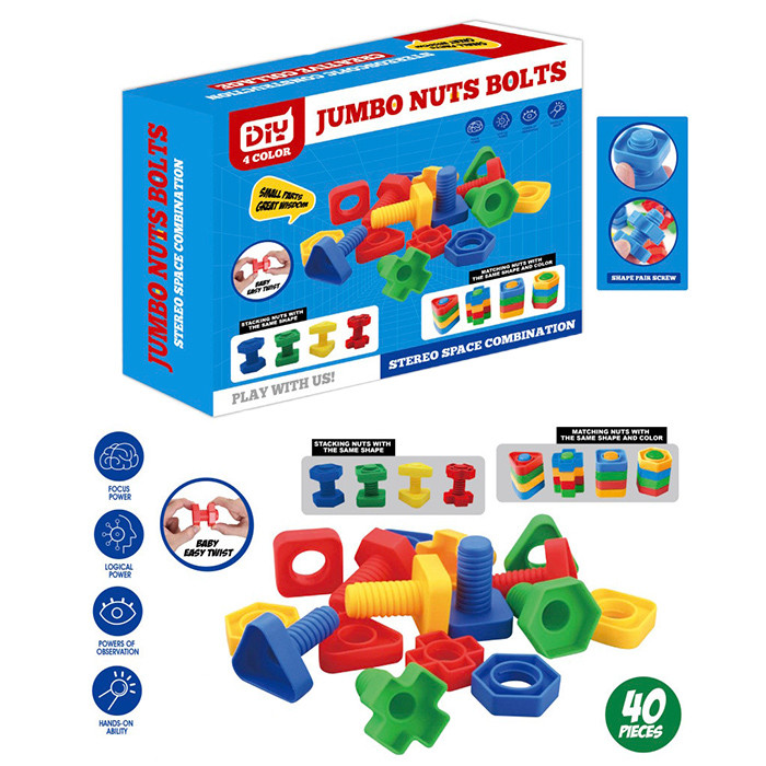 Конструктор B0010 (72 шт.) на шурупах, болти, гайки, 40де, у кор-ці, 22-18-5,5 см, фото 1