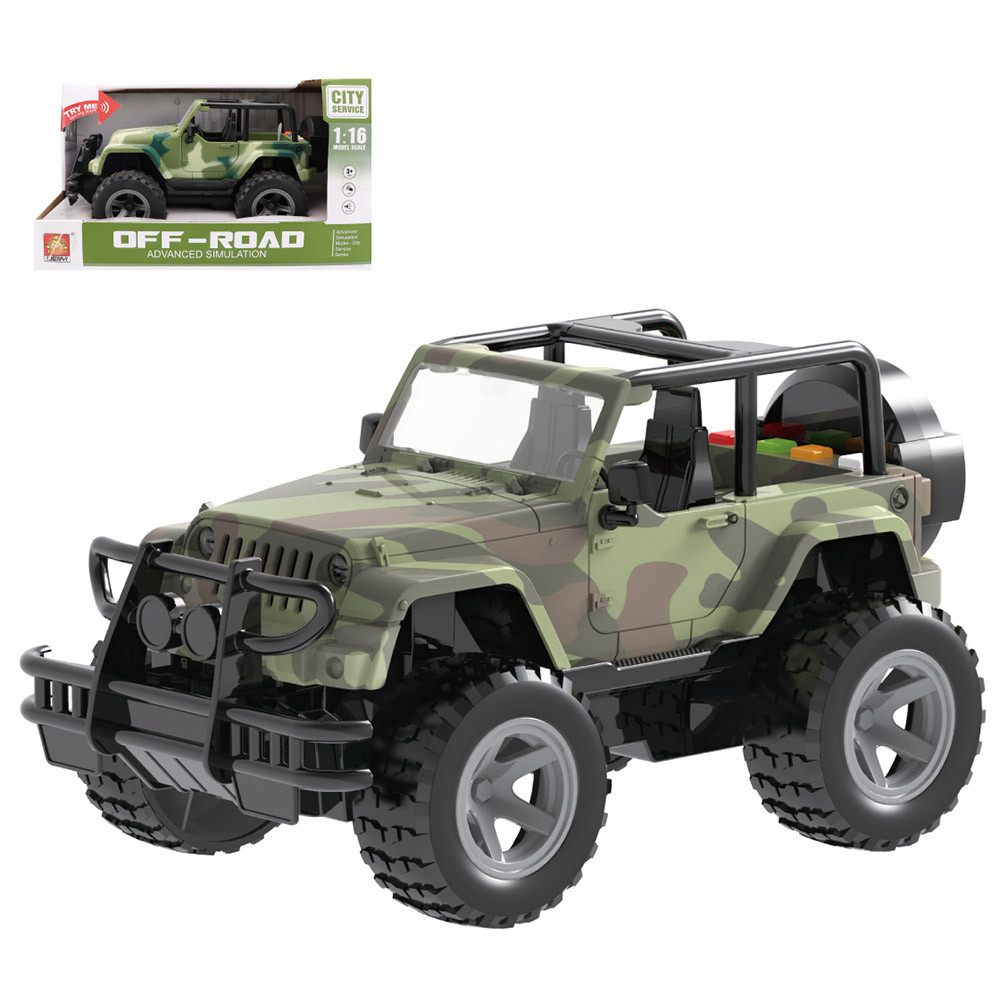 Джип WY391A (30шт) інер-й, військовий, 23см, 1:16, зв, св, гумові колеса, бат (табл), в кор-ці, 27,5-15,5-14,5см, фото 1