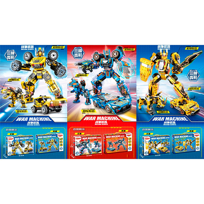 Конструктор L33003-4-10 (24шт) 3в1(робот, машина, монстр), 3 види(356д, 364д, 395д), в кор-ці, 38,5-27-5,5см, фото 1