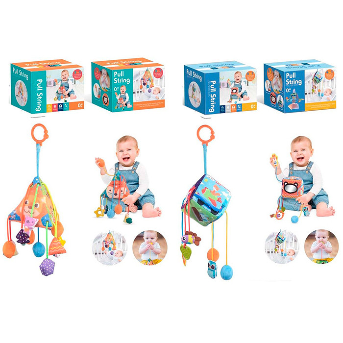 Підвіска м'яка 66558-66559 (24шт) на ліжко/на коляску, дзеркало, пискавка, 2 види (куб 43см, піраміда 35см, в кор-ці, 17,5-13-13см, фото 1