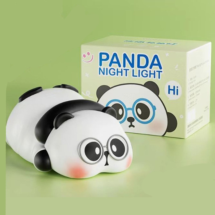 Нічник FG241105005L (60шт) панда, 14см, світло-3режими, сенсорний, акум, USB зарядне, силікон, в кор-ці, 14-7-10,5см, фото 1