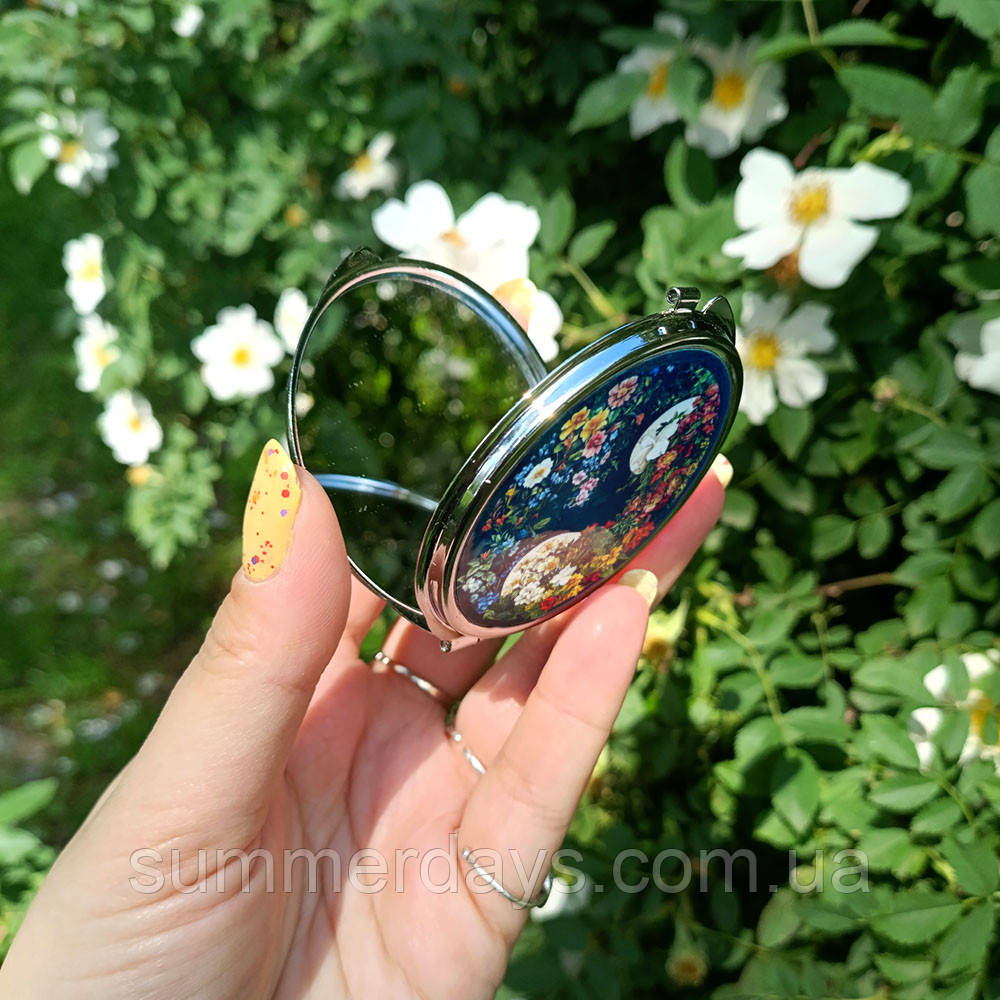 Кишенькове дзеркальце Квітковий інь янь, фото 1