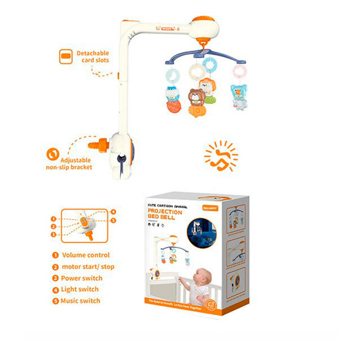 Карусель на кроватку YK7014 (12шт) мобіль на ліжко, підвіски, проектор, музика, регулятор гучності, нат-ці, в кор-ці,, фото 1