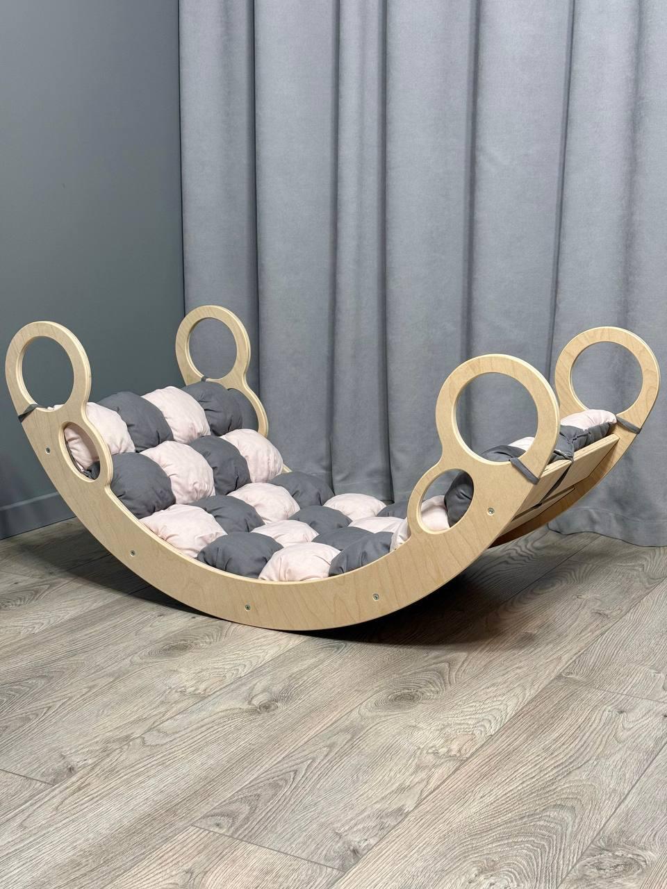 Дитяче ліжечко качалка з матрасиком 28 БОНБОН, дитяча качалка, качалка для дітей, балансир, дитяча гойдалка балансир, качалка, фото 1