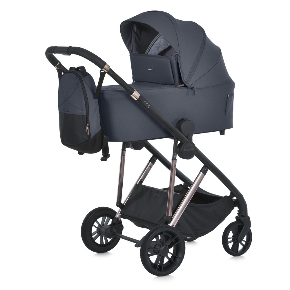 Коляска універсальна 2в1 ME 1190 COIL Asphalt Gray (1шт) люлька+прогул. блок, рюкзак, дощовик, моск.сітка, адаптери для люльки,, фото 1