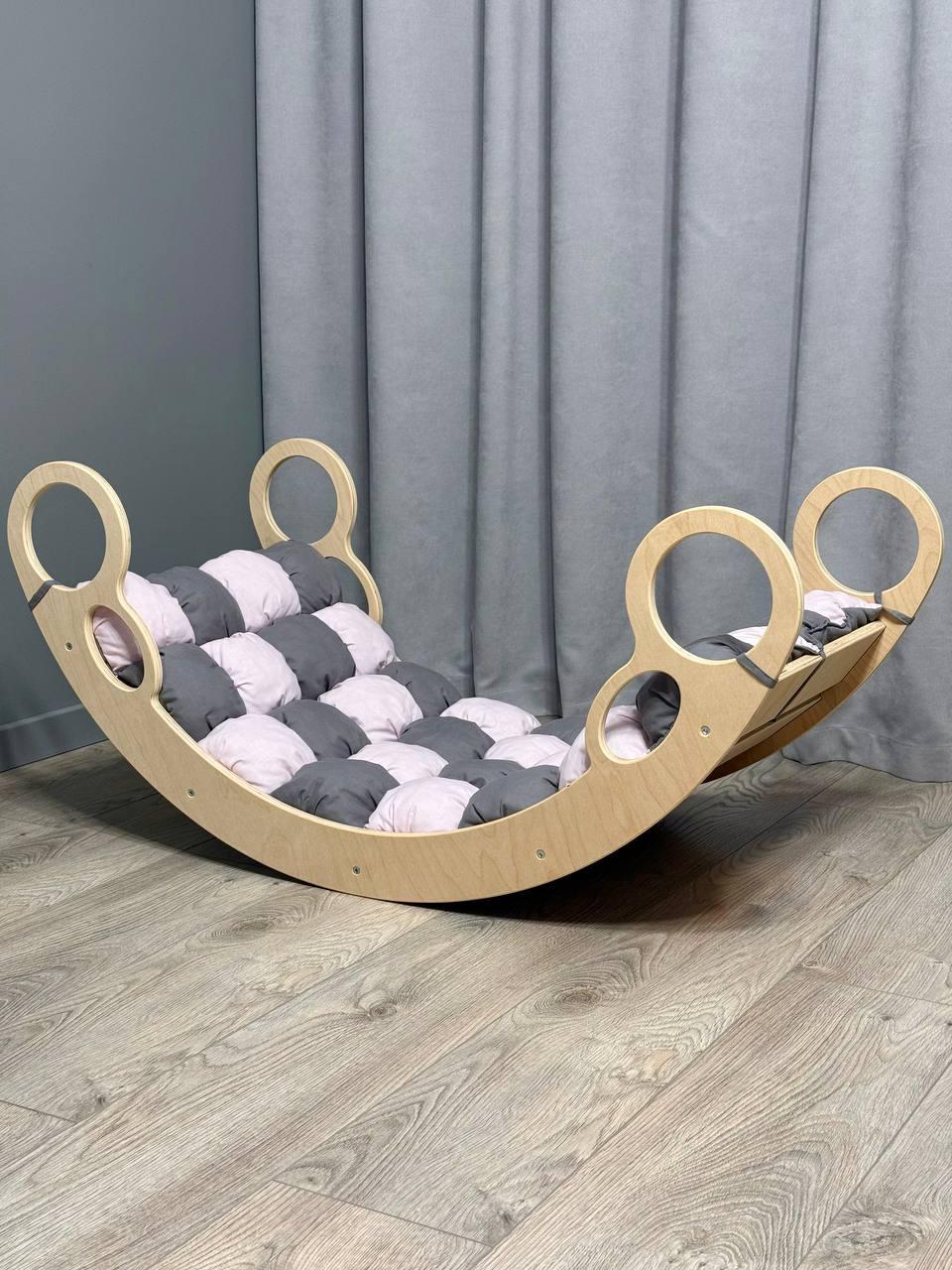 Дитяче ліжечко качалка з матрасиком 29 БОНБОН, дитяча качалка, качалка для дітей, балансир, дитяча гойдалка балансир, качалка, фото 1