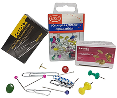 Скріпки, кнопки. шпильки