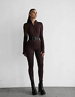 Жіночий комбінезон Annver рубчик біфлекс чорний