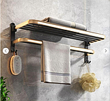 Набір універсальний для ванної кімнати полиця,вішалки,йоржик, тримач для паперу 6 в 1 Чорний, фото 3