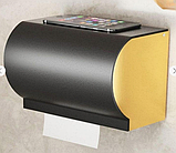 Набір універсальний для ванної кімнати полиця,вішалки,йоржик, тримач для паперу 6 в 1 Чорний, фото 4