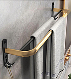 Набір універсальний для ванної кімнати полиця,вішалки,йоржик, тримач для паперу 6 в 1 Чорний, фото 5