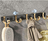 Набір універсальний для ванної кімнати полиця,вішалки,йоржик, тримач для паперу 6 в 1 Чорний, фото 6