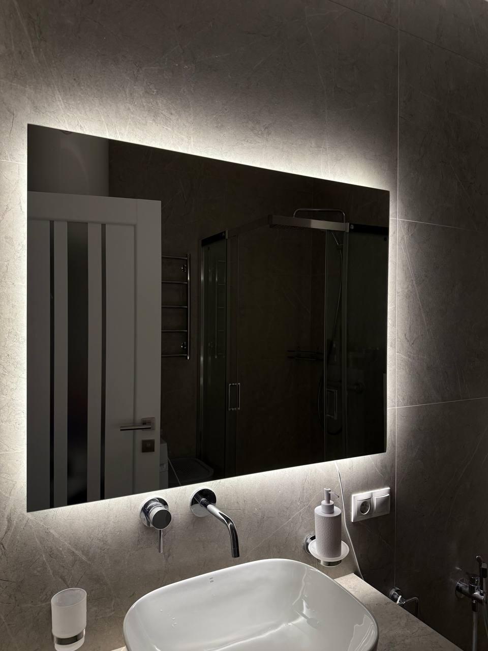 Дзеркало з LED-підсвіткою 100х80 настінне ( Дзеркало з ЛЕД-підсвіткою для ванної кімнати ), фото 1