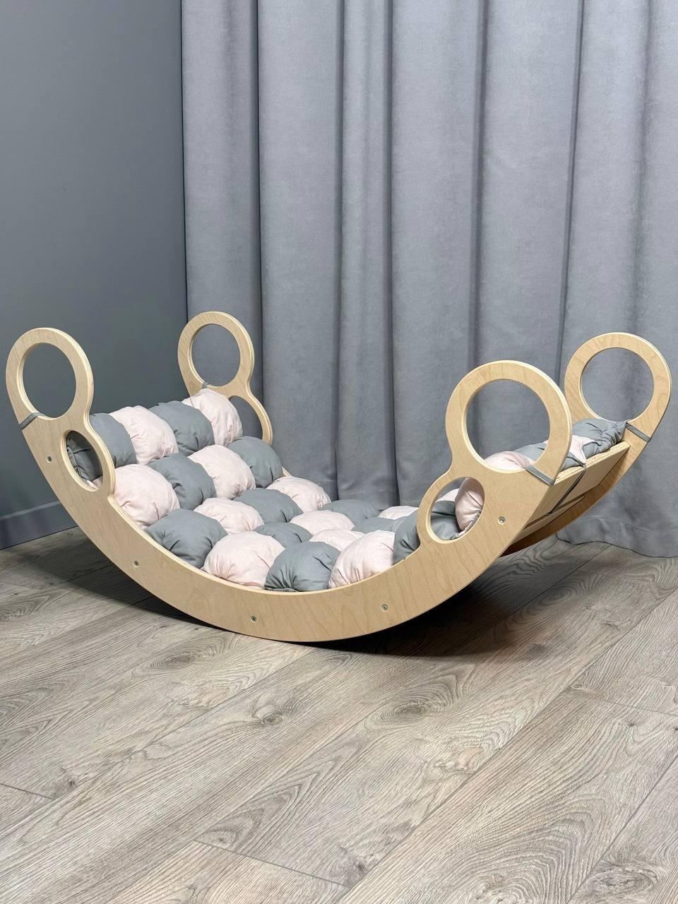 Дитяче ліжечко качалка з матрасиком 31 БОНБОН, дитяча качалка, качалка для дітей, балансир, дитяча гойдалка балансир, качалка, фото 1