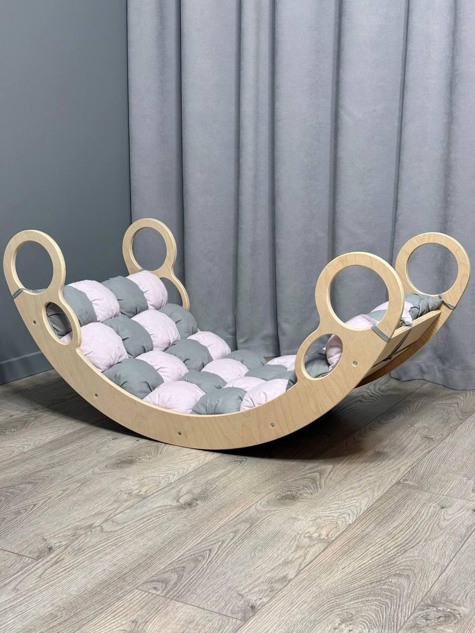 Дитяче ліжечко качалка з матрасиком 32 БОНБОН, дитяча качалка, качалка для дітей, балансир, дитяча гойдалка балансир, качалка, фото 1