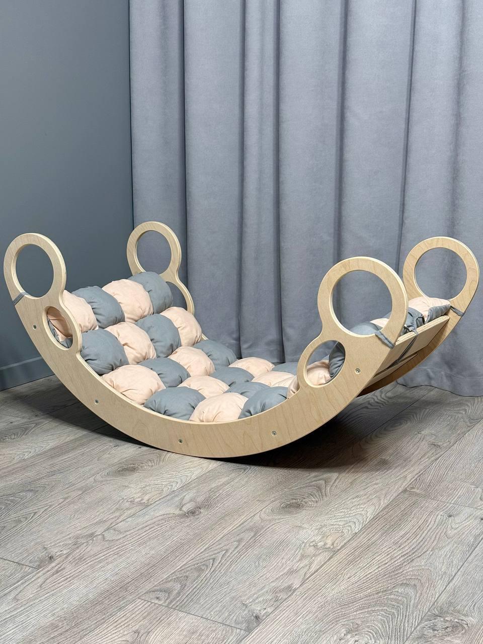 Дитяче ліжечко качалка з матрасиком 33 БОНБОН, дитяча качалка, качалка для дітей, балансир, дитяча гойдалка балансир, качалка, фото 1