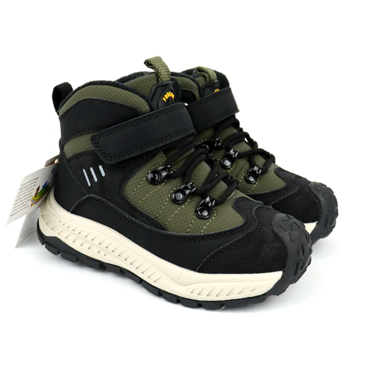 Зимові термоботинки для хлопчика чорно-зелені Tom.m