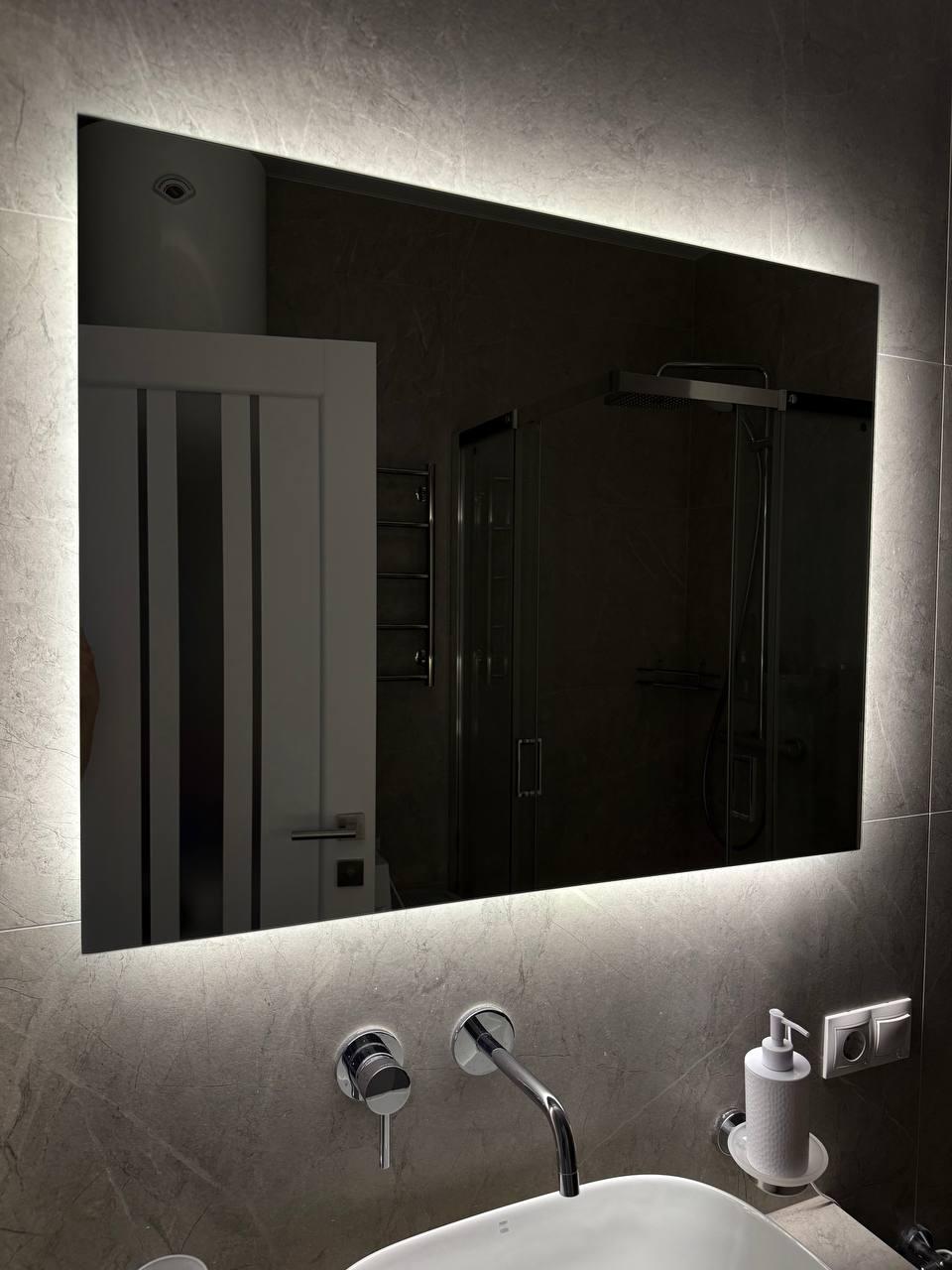 Дзеркало з LED-підсвіткою 90х70 настінне ( Дзеркало з ЛЕД-підсвіткою для ванної кімнати ), фото 1