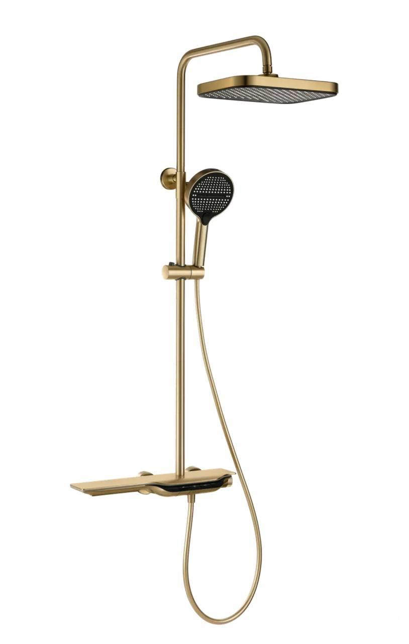 Душова колона з термостатичним змішувачем Mixxus Premium SPACE-009-J Brushed gold Матове Золото, фото 1