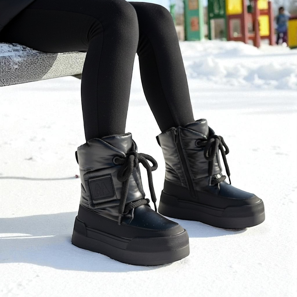 Зимняя детская обувь, дутики, ботиночки на девочку, сапоги для девочек, на овчине, на лепучке. Размер: 32-35, фото 1