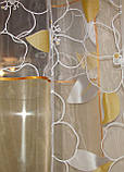 Комплект тюль і панельних шторок Firanka Abstract карниз 200см золотистий з бежевим (70_2к), фото 3