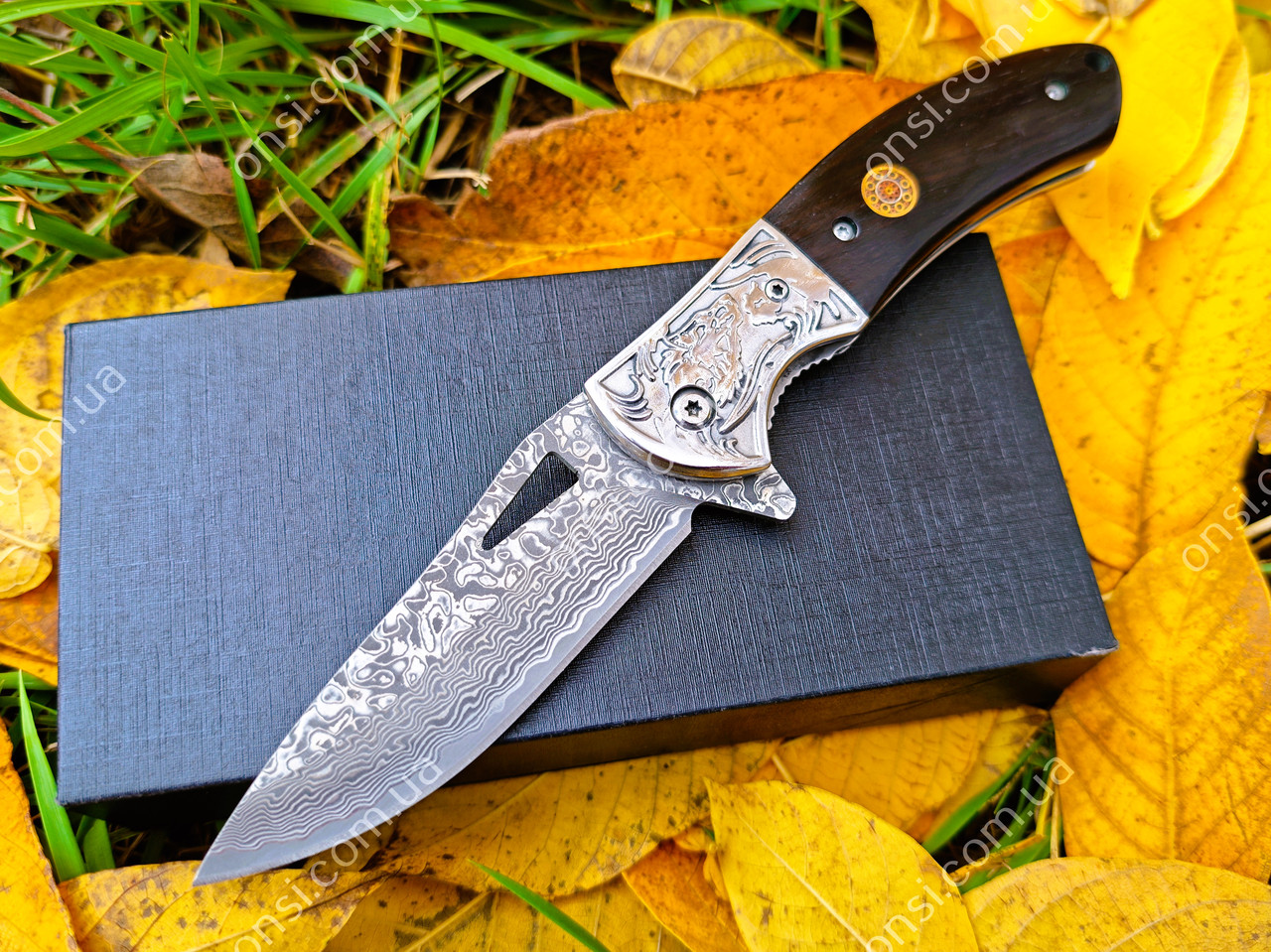 Ніж складаний з дамаської сталі D- 200 (Дамаск), фото 1