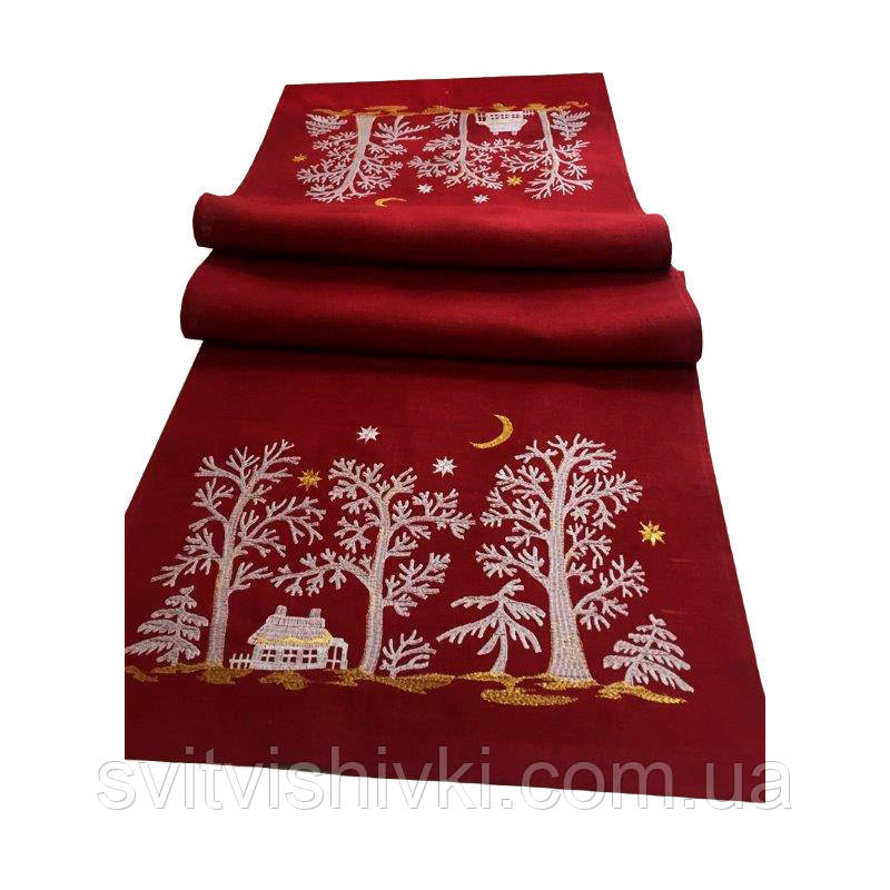 Доріжка лляна вишита "Зимова казка" (1,4м.*0,48м.), фото 1