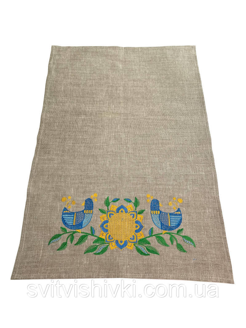 Серветка-рушничок вишита з льону "Курочки" (0,45 м.*0,65 м), фото 1