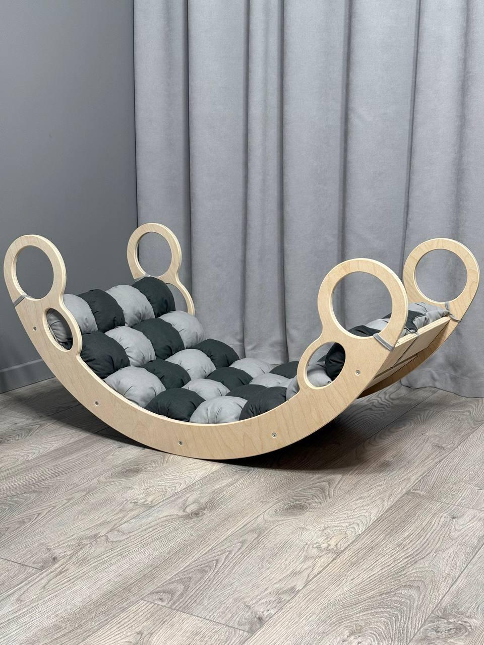 Дитяче ліжечко качалка з матрасиком 37 БОНБОН, дитяча качалка, качалка для дітей, балансир, дитяча гойдалка балансир, качалка, фото 1