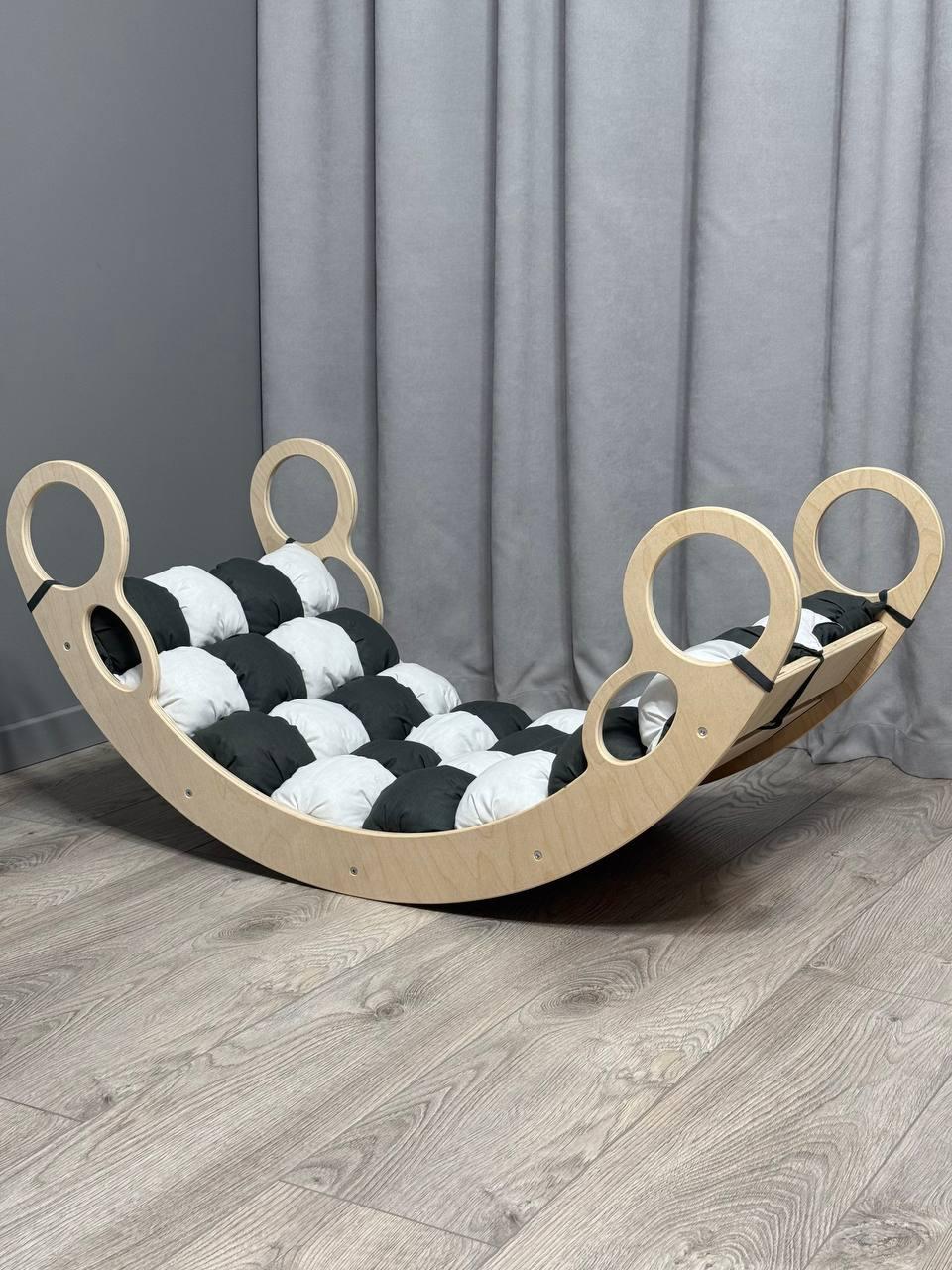 Дитяче ліжечко качалка з матрасиком 39 БОНБОН, дитяча качалка, качалка для дітей, балансир, дитяча гойдалка балансир, качалка, фото 1